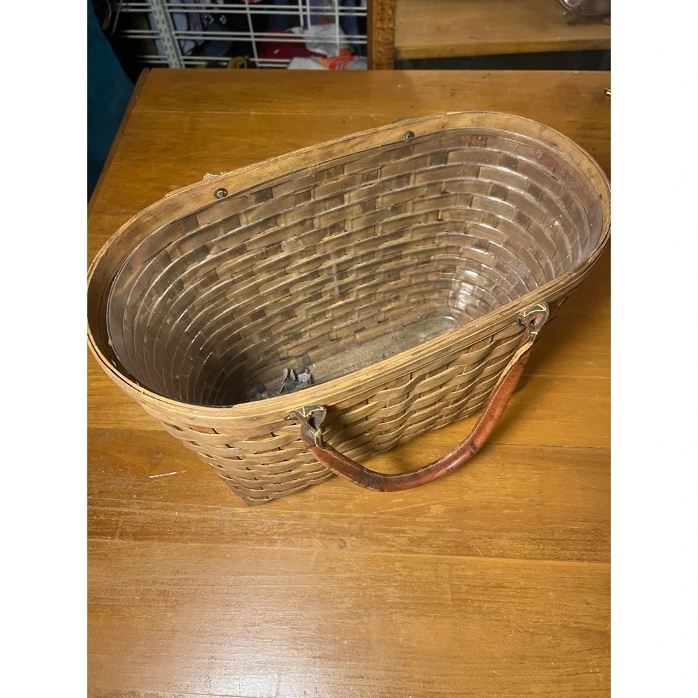Longaberger 2004‎ Handmade Woven Purse Basket with Leather Handle and Liner